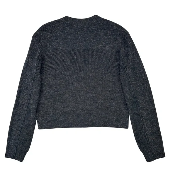 CLOSED Smokey Blue Cropped Cardigan - Dark Blue Wool Blend Knit Cardigan Sweater - Picture 4 of 11